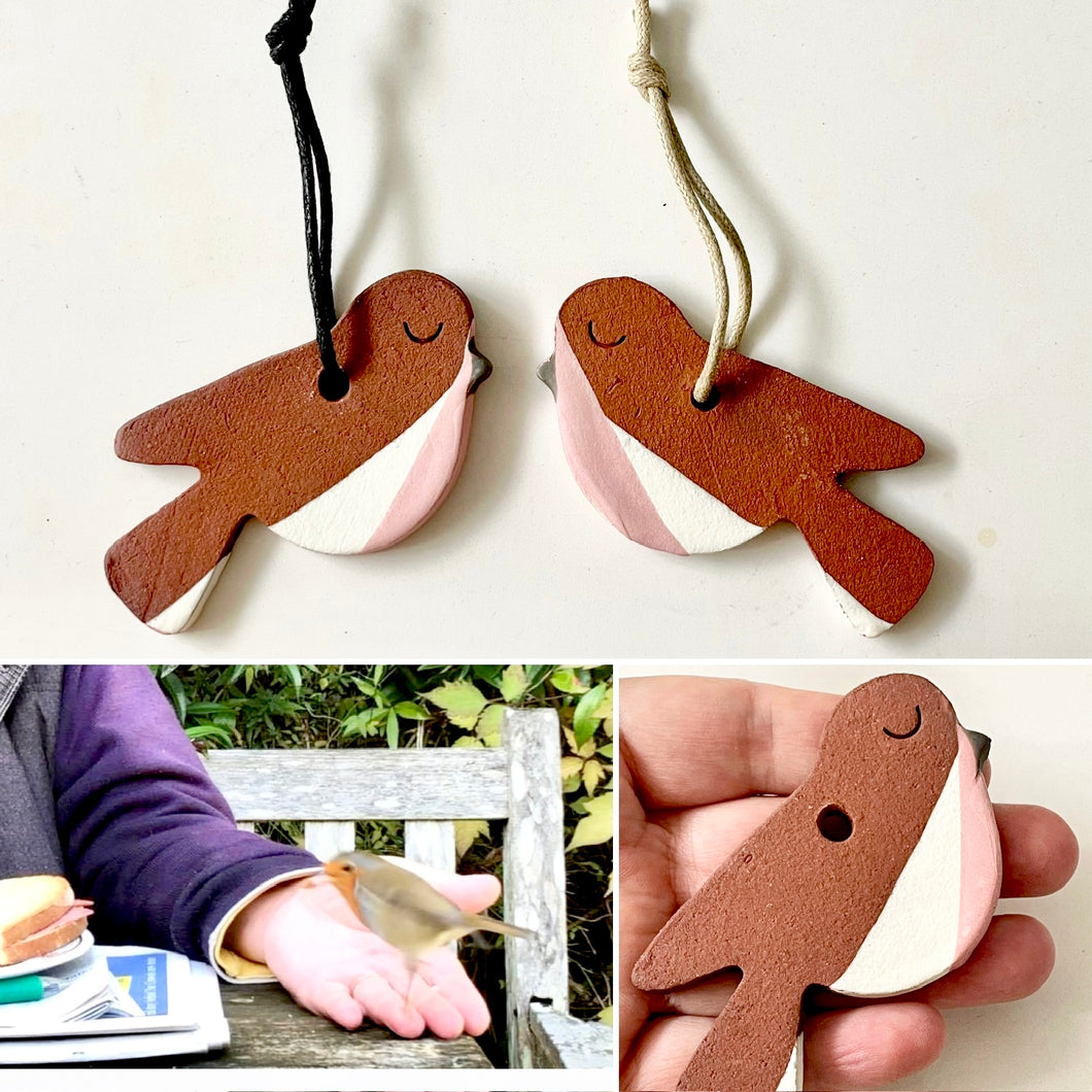 Terracotta Robin Ornament